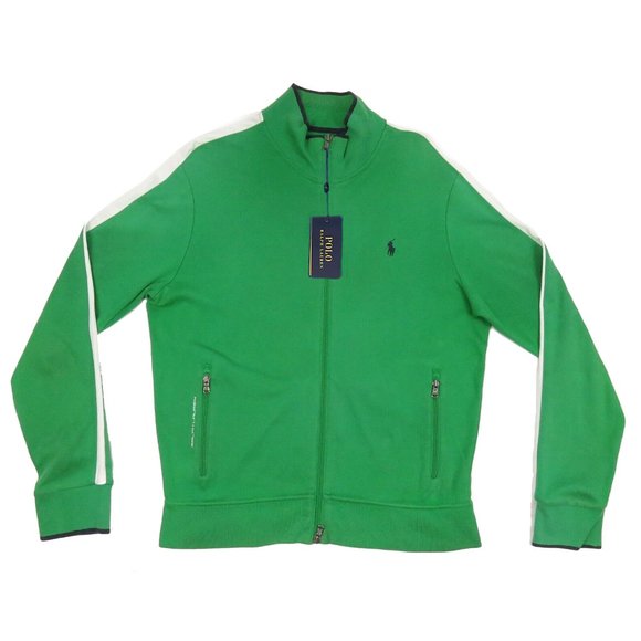 NEW Polo Ralph Lauren Performance Track Athletic Jacket! Green  Navy Polo Player - Picture 1 of 3